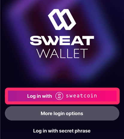 「Log in with sweatcoin」をタップ