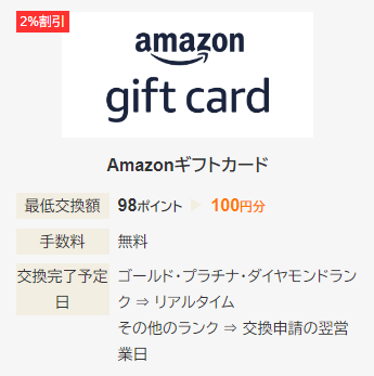 Amazonギフトカード交換画面